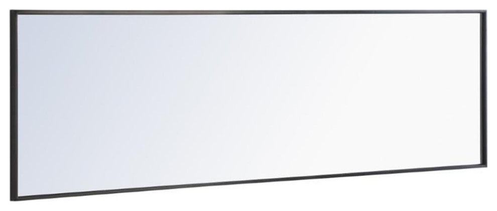 Elegant Decor Monet 60" x 18" Rectangle Metal Frame Mirror in Black