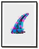 "Teal and Purple Single Fin", Surf Art Photograph, Black Frame, 27''x35''