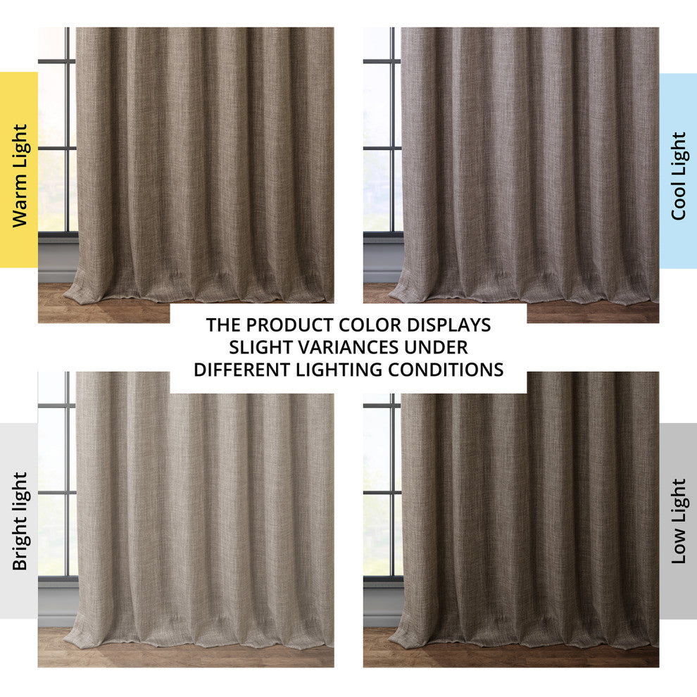 Faux Linen Darkening Curtain Single Panel, Dutch Cocoa, 50"x84"