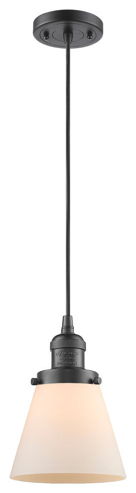Small Cone 1-Light LED Pendant, Oil Rubbed Bronze, Glass: Matte White Cased
