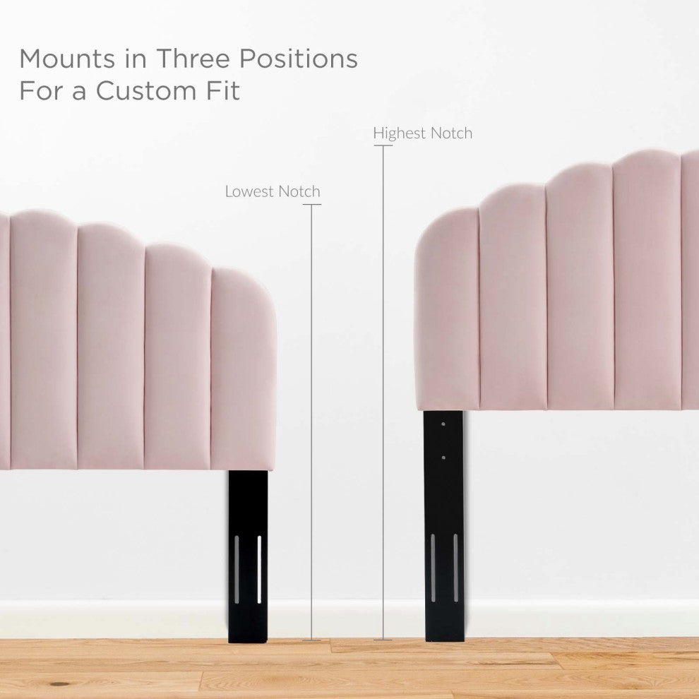 Platform Bed Frame, King Size, Pink, Velvet, Modern, Bedroom Master Guest Suite