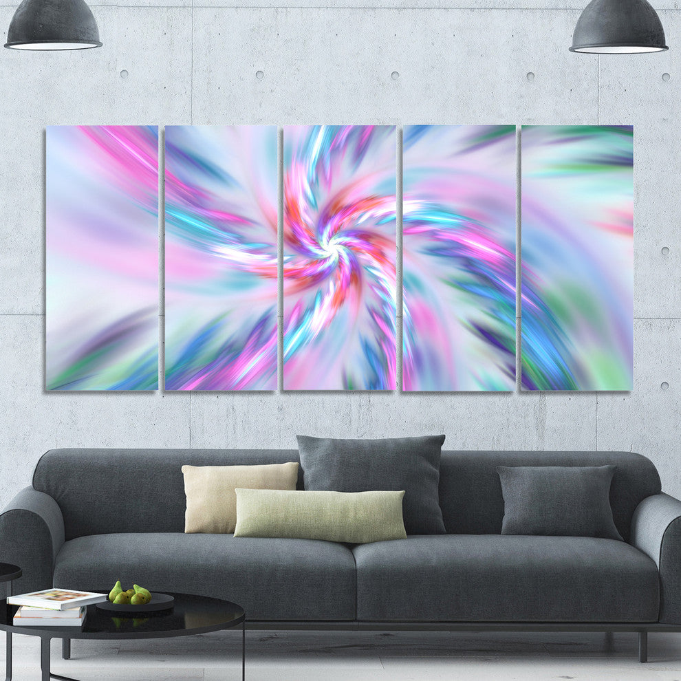 Exotic Light Blue Flower Petal Dance, Floral Canvas Art Print, 60"x28", 5 Panels