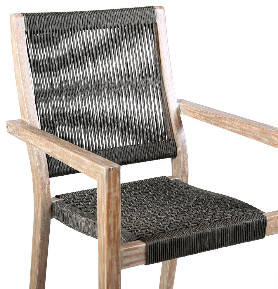 Madsen Outdoor Patio Charcoal Rope Arm Chair, Set of 2, Natural