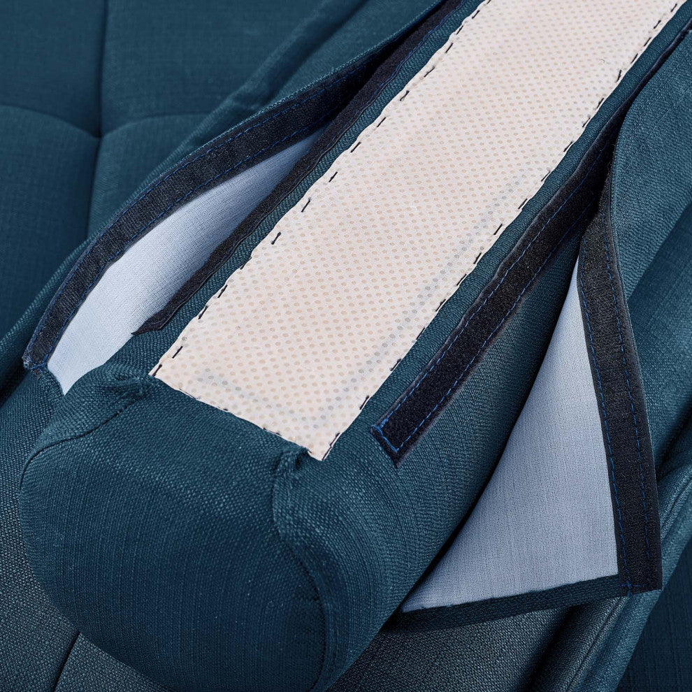 Saunter Tufted Fabric Armless Chair Azure