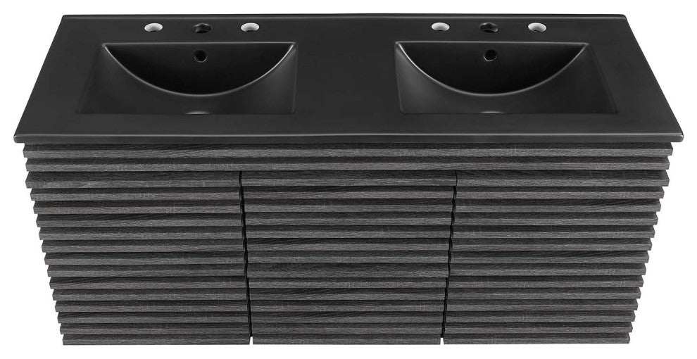 Render 48" Wall-Mount Bathroom Vanity, Charcoal Black
