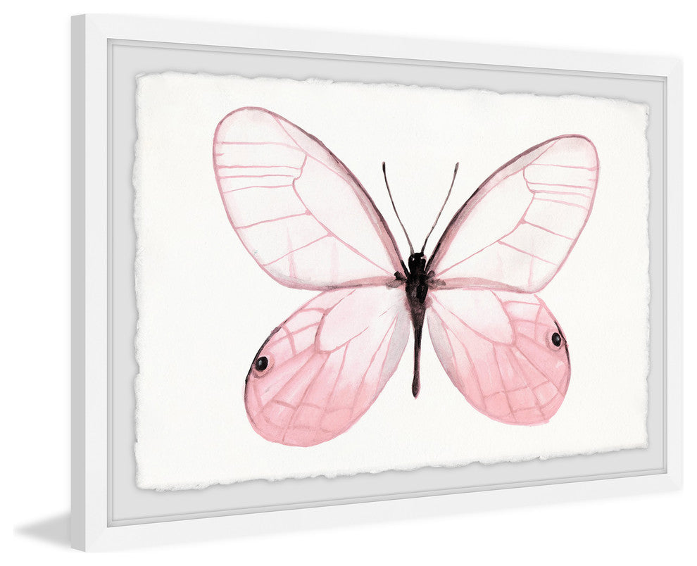 "Pink Butterfly Beauty" Framed Painting Print, 36"x24"
