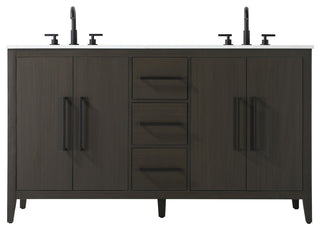 Home Living 60" Double Bathroom Vanity, Mocha Brown