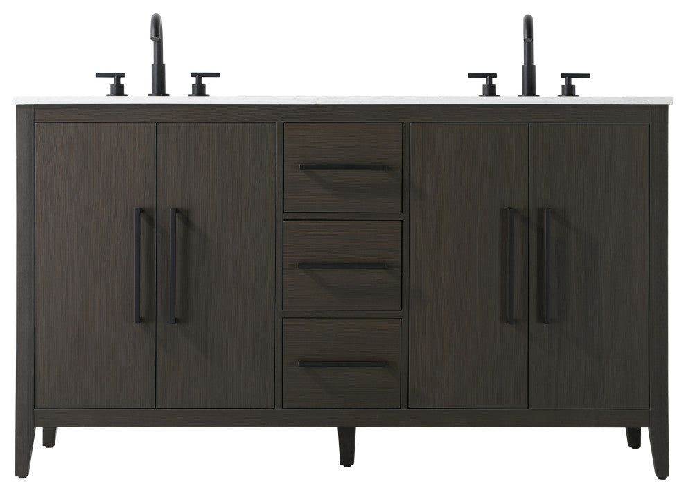 Home Living 60" Double Bathroom Vanity, Mocha Brown