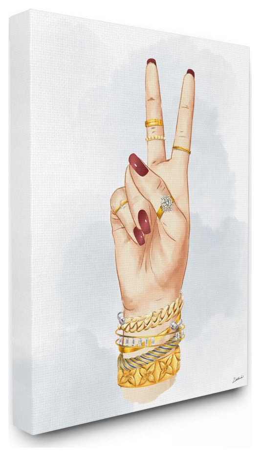 Fashion Forward Peace Hand Sign with Golden Accessories30x40