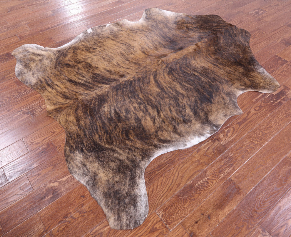 7' 4" X 6' 5" Brindle Natural Cowhide Rug C2250