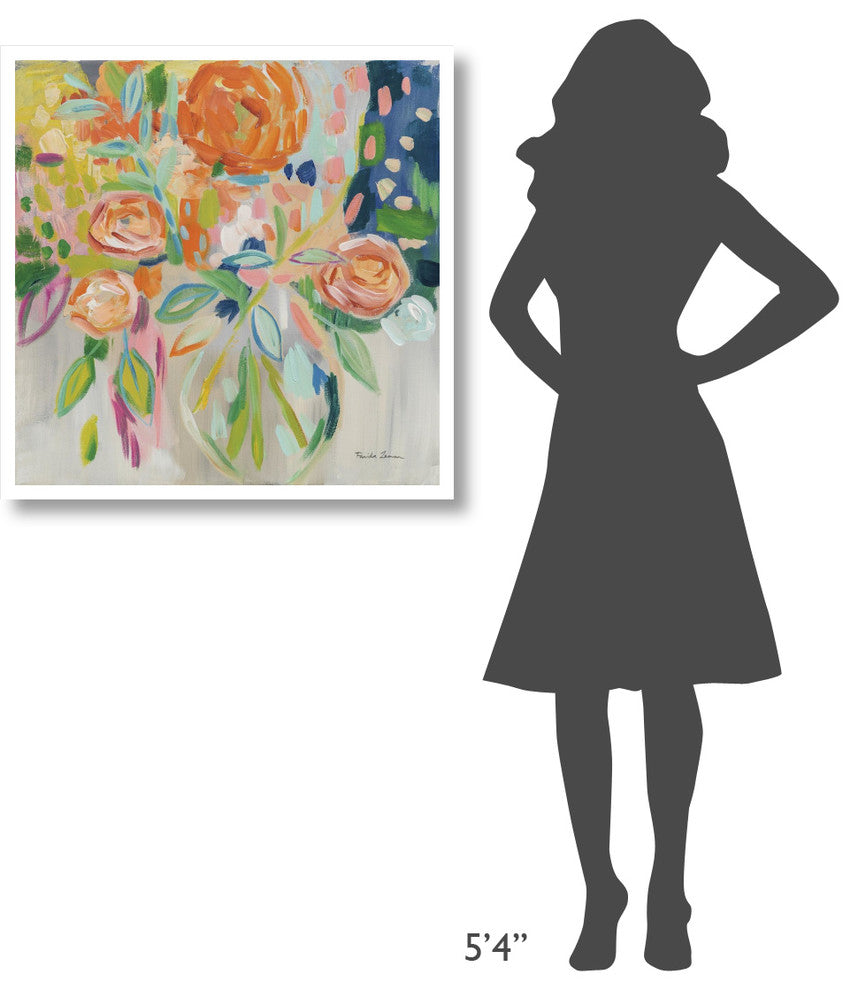 "Summer Orange Floral" Digital Paper Print by Farida Zaman, 32"x32"