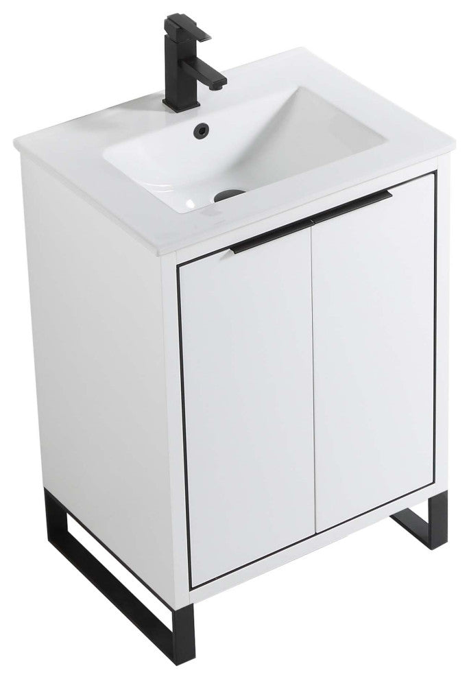 Fine Fixtures Opulence Collection Bathroom Vanity with White Ceramic Sink