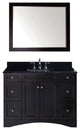 Virtu Elise 48" Single Bathroom Vanity, Espresso , Black Granite Top, Mirror