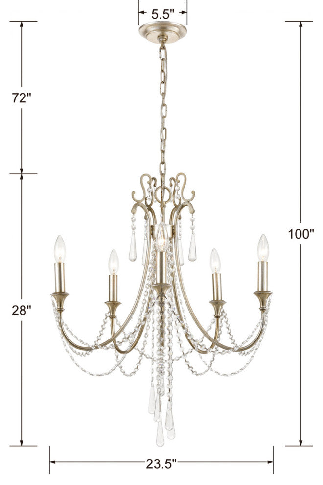 Arcadia 5-Light Chandelier, Antique Silver