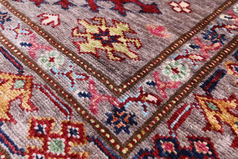 3' 0" X 3' 10" Geometric Super Kazak Handmade Wool Rug Q10642