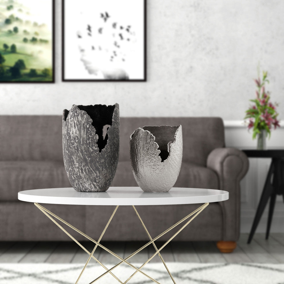 Terra Metal Vase, Large Grey