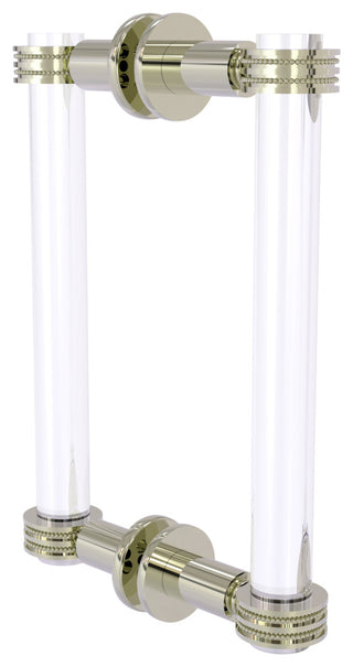 Clearview 8" Back to Back Dotted Accent Shower Door Pull, Polished Nickel