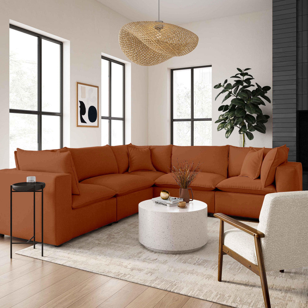 Cali Modular Armless Chair, Rust