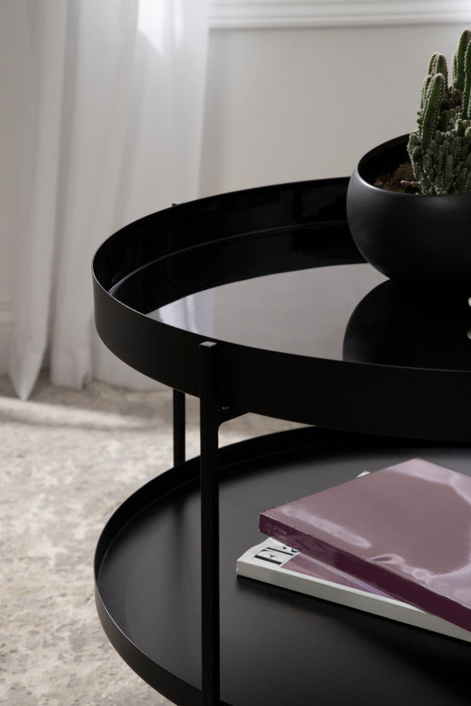 Nira Metal Coffee Table, Black 26" Diameter