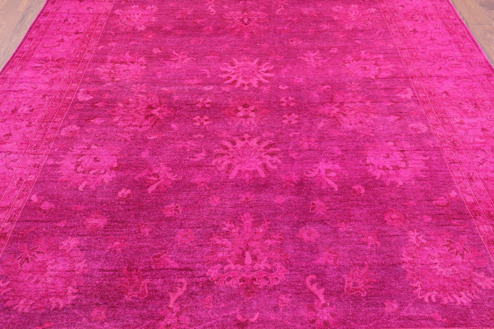 8' 0" X 9' 7" Overdyed Full Pile Handmade Wool Rug - Q12709