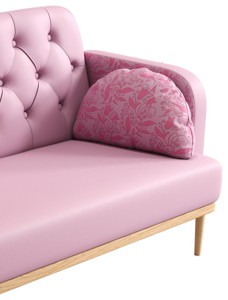 Elegant Tulip Pattern Loveseat with PU Upholstery and Wood Legs