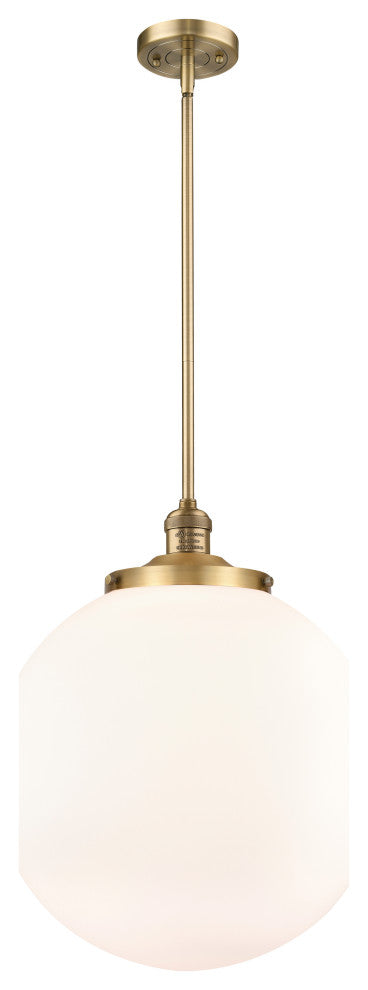 Beacon Pendant, Brushed Brass, Matte White