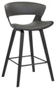 Gray Faux Leather and Wood Modern Bar Stool