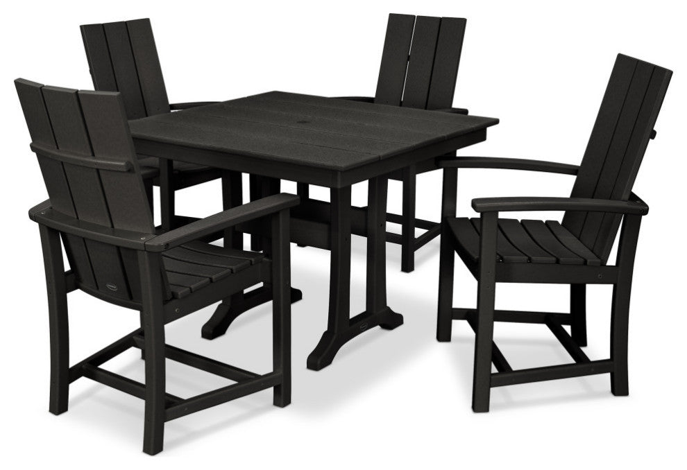 POLYWOOD Modern Adirondack 5-Piece Farmhouse Dining Set, Black