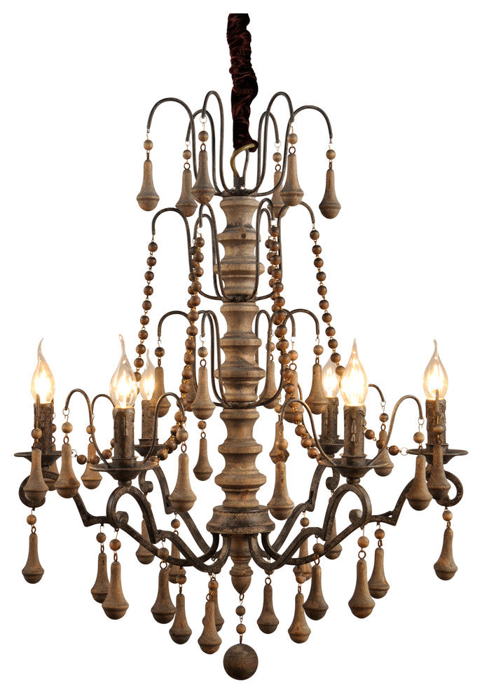 Iron and Wood Victorian Pendant in Brown