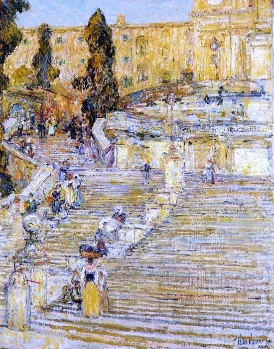 Frederick Childe Hassam Spanish Steps  Rome, 20"x25" Gallery Wrapped Canvas