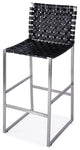 Urban Woven Leather Rectangular  28 Barstool, Black
