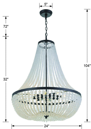 Crystorama Lighting Group 609 Rylee 8 Light 25"W Beaded Empire - Matte Black