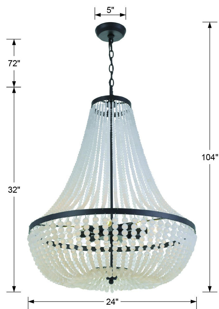 Crystorama Lighting Group 609 Rylee 8 Light 25"W Beaded Empire - Matte Black