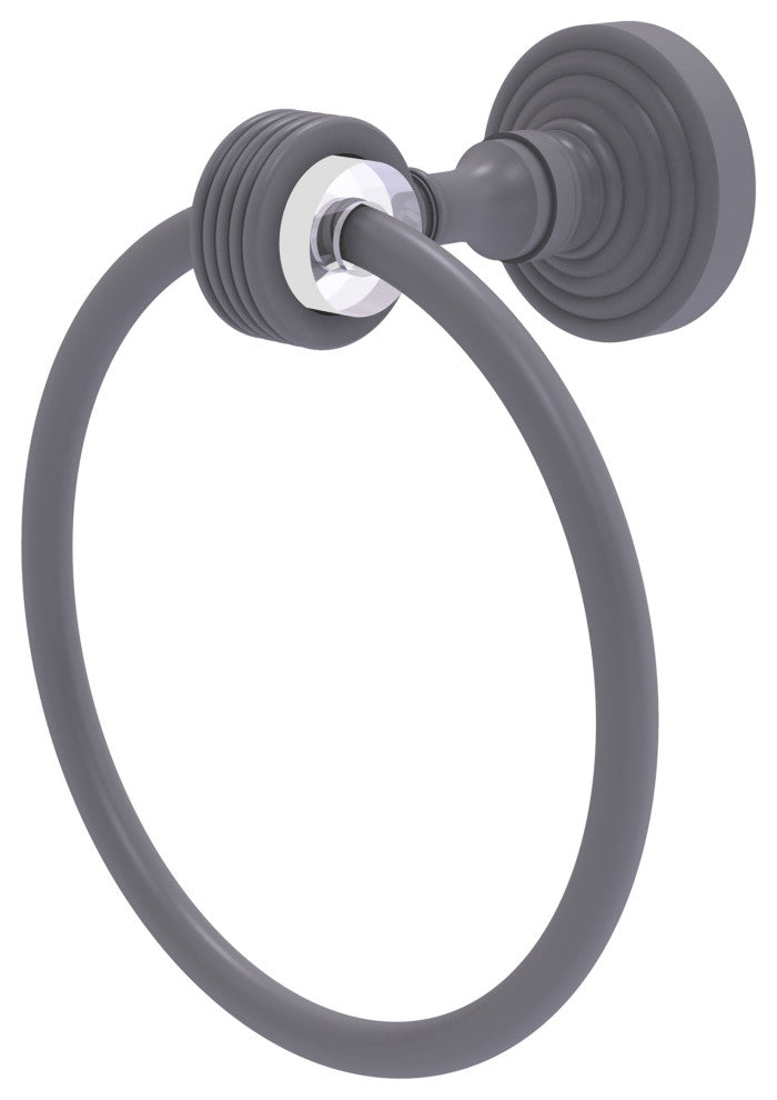 Pacific Grove Towel Ring with Groovy Accents, Matte Gray