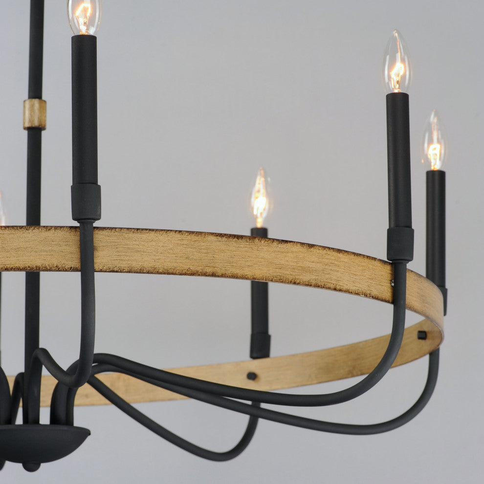 Maxim 14448 Franklin 8 Light 36"W Taper Candle Chandelier - Driftwood / Black