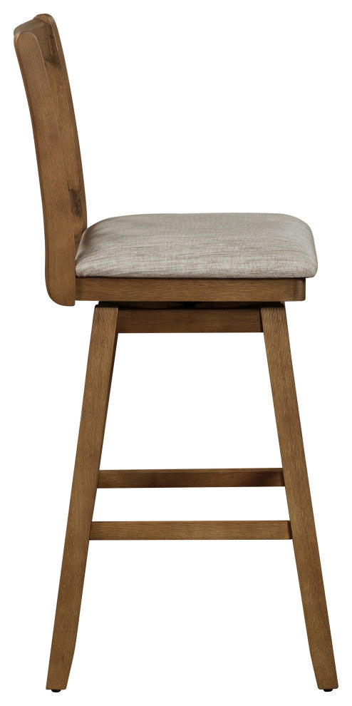 Brookline Oak High Back Wood Bar Stool, 42.5 in.