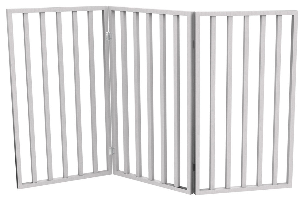 Wooden Pet Gate Tall Freestanding 3 Panel Foldable 54 x32" PETMAKER, White