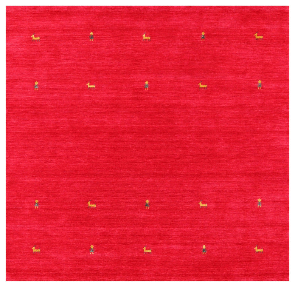 6' Square Persian Gabbeh Hand Knotted Wool Rug - Q15264
