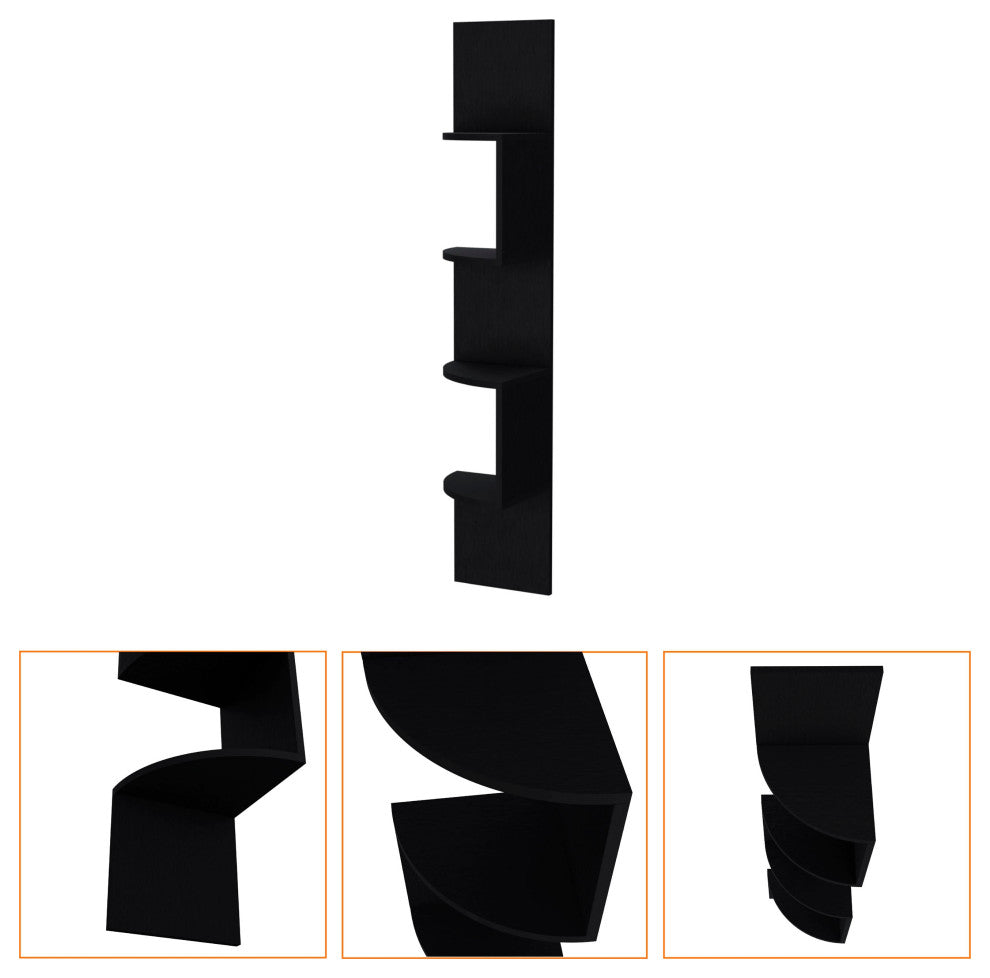 Rosebud Corner Floating Shelf: Modern Full-Wall 4-Shelf Unit