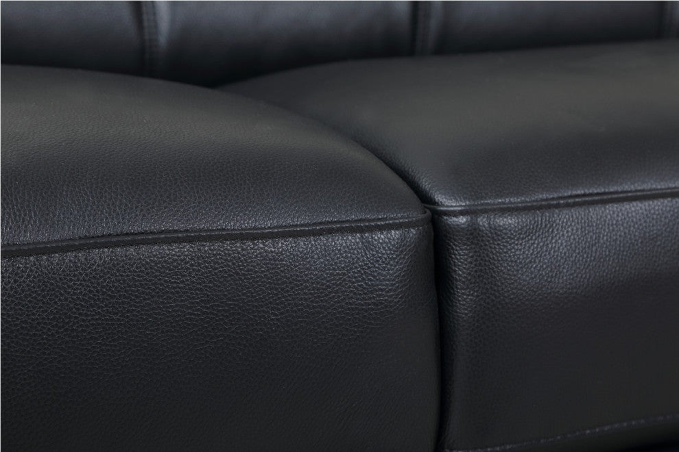 Milan Contemporary Genuine Italian Leather Sofa Black