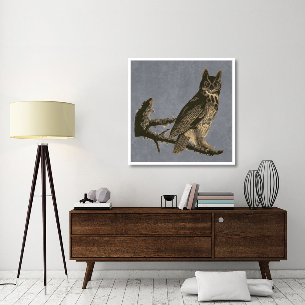 "Audubon Decor - Horned Owl Detail" Digital Paper Print by BG.Studio, 42"x42"