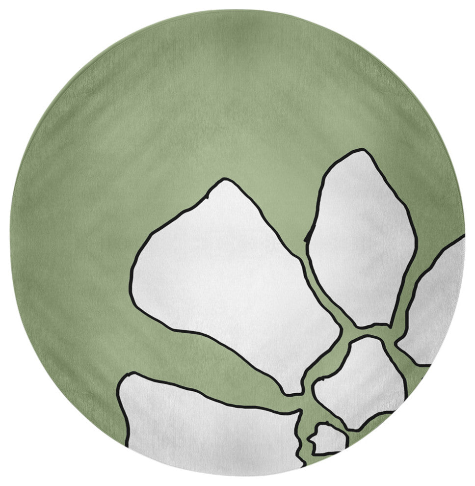 Petal Lines Spring Chenille Rug, Green, 5' Round