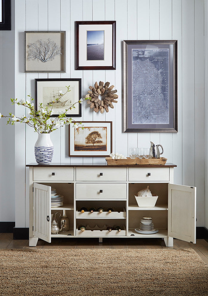 Toluca 66" Server, Chalk and Cocoa Bean