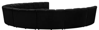 Infinity Channel Tufted Velvet Modular Chair, Black, 9 Piece