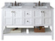 Winterfell 60" Double  Sink White Top Vanity in White with Brushed Nickel Faucet