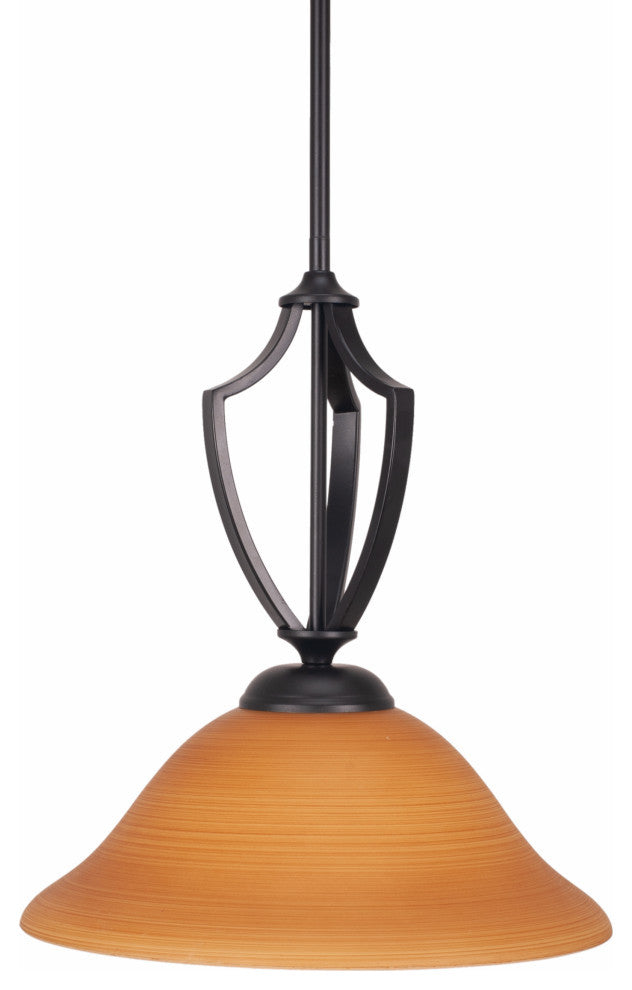 Zilo Pendant Shown, Matte Black Finish With 12" Cayenne Linen