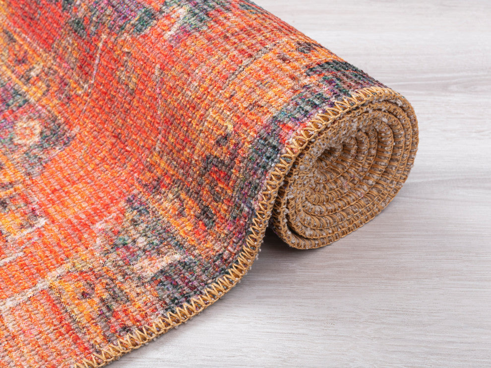 VER04 Vera Red Power Loomed Indoor Area Rug, Red, 2'6" X 9'