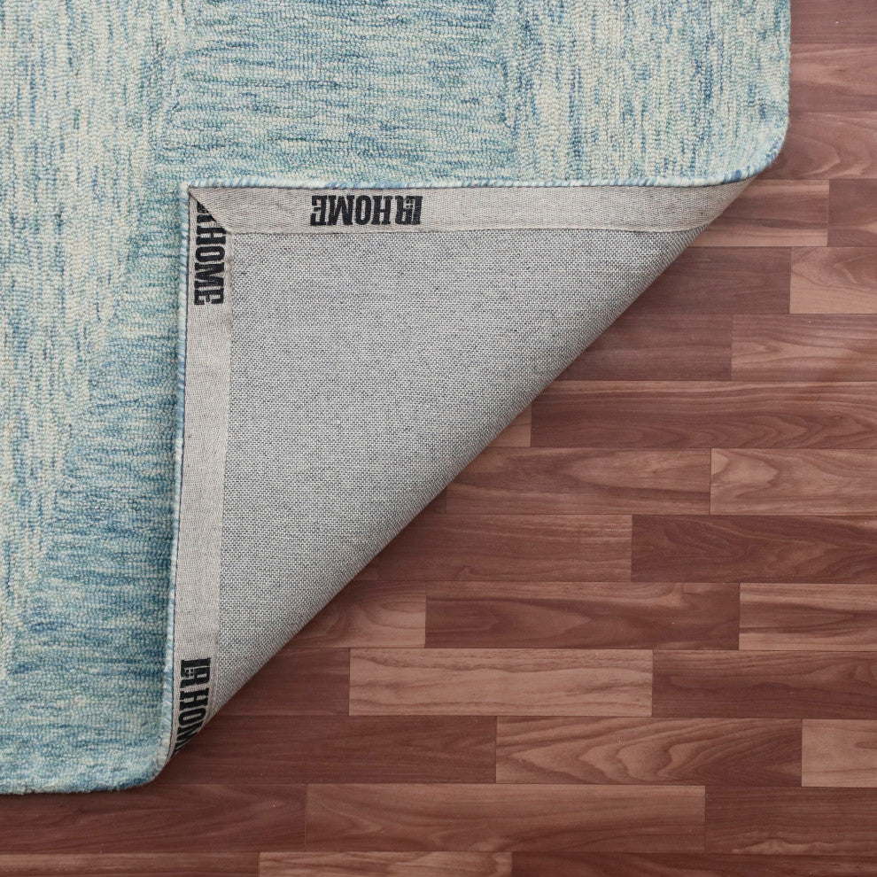 Estelle Modern Blue Abstract Hand-Tufted Wool Area Rug, 7'9" X 9'9"