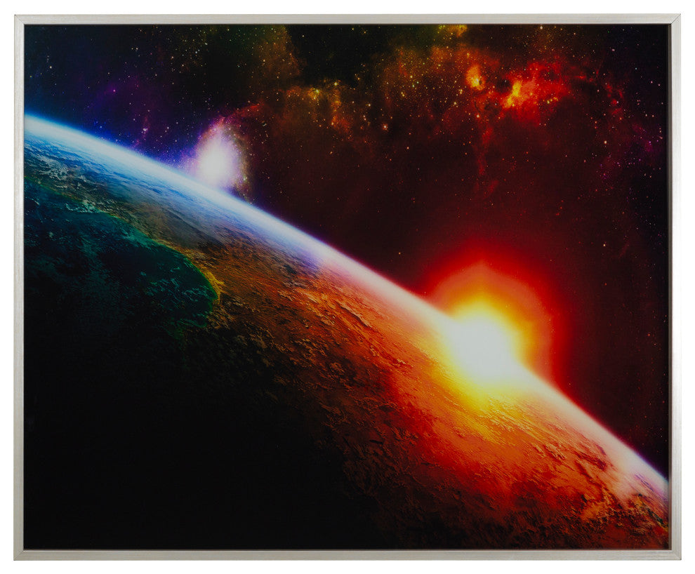'Setting Sun', Photo Printed on Tempered Glass, Framed