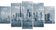 "Lower Manhattan Panorama Black White" Cityscape Wall Art, 5 Panels, 60"x32"